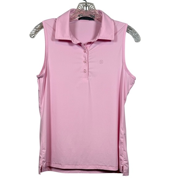 G/FORE Womens Pleated Collar Silky Tech Nylon Sleeveless Golf Polo Shirt, Size S - Picture 2 of 6